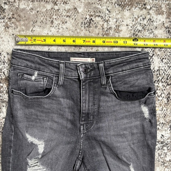 Levi 721 High Rise Distressed Skinny Jean Size 28 - Picture 4 of 9